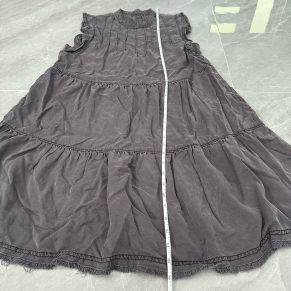 Women’s By Anthropologie Jenee Tiered Ruffle Washed Black Tunic Dress Medium - Picture 16 of 16